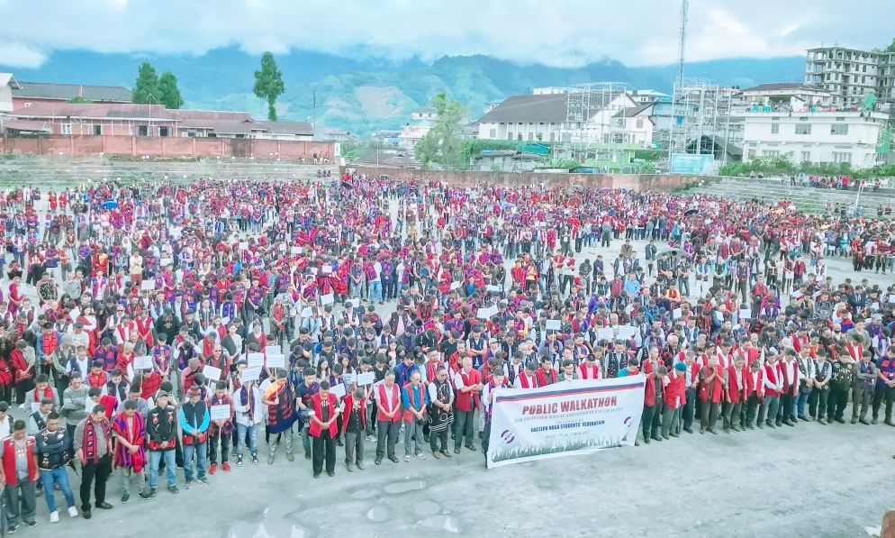 Participants of the walkathon during the programme at Tuensang headquarter on October 7. (Morung Photo)